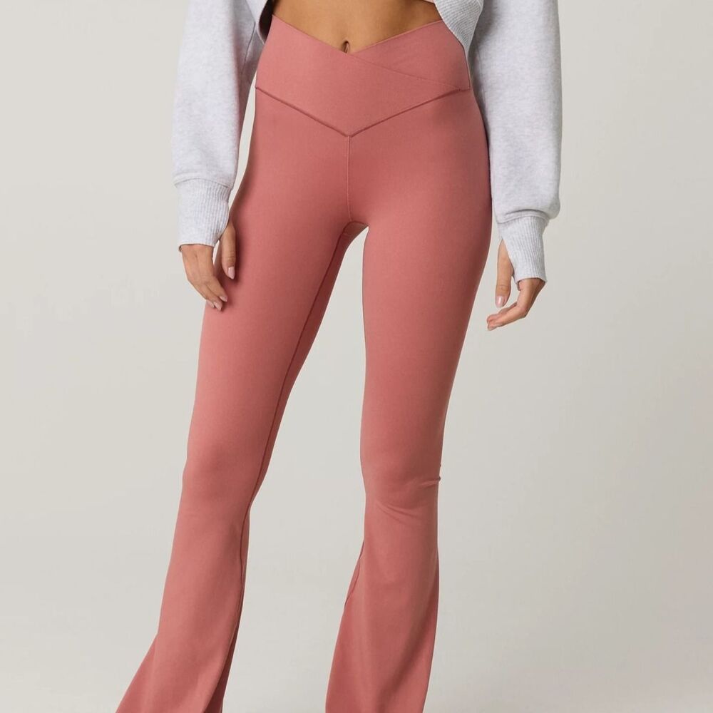 Offline By Aerie Let's Mauve Real Me High Waisted Crossover Flare Leggings M